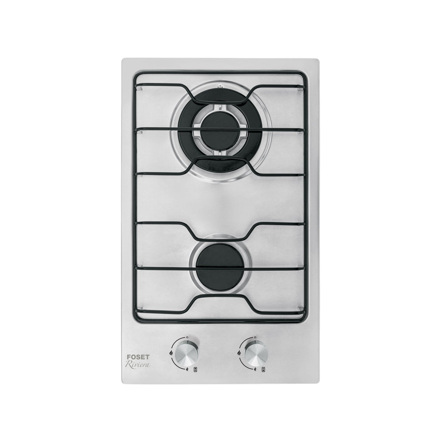 Parrilla gas empotrable 30cm, 2 quem, inox, esmalte, Foset