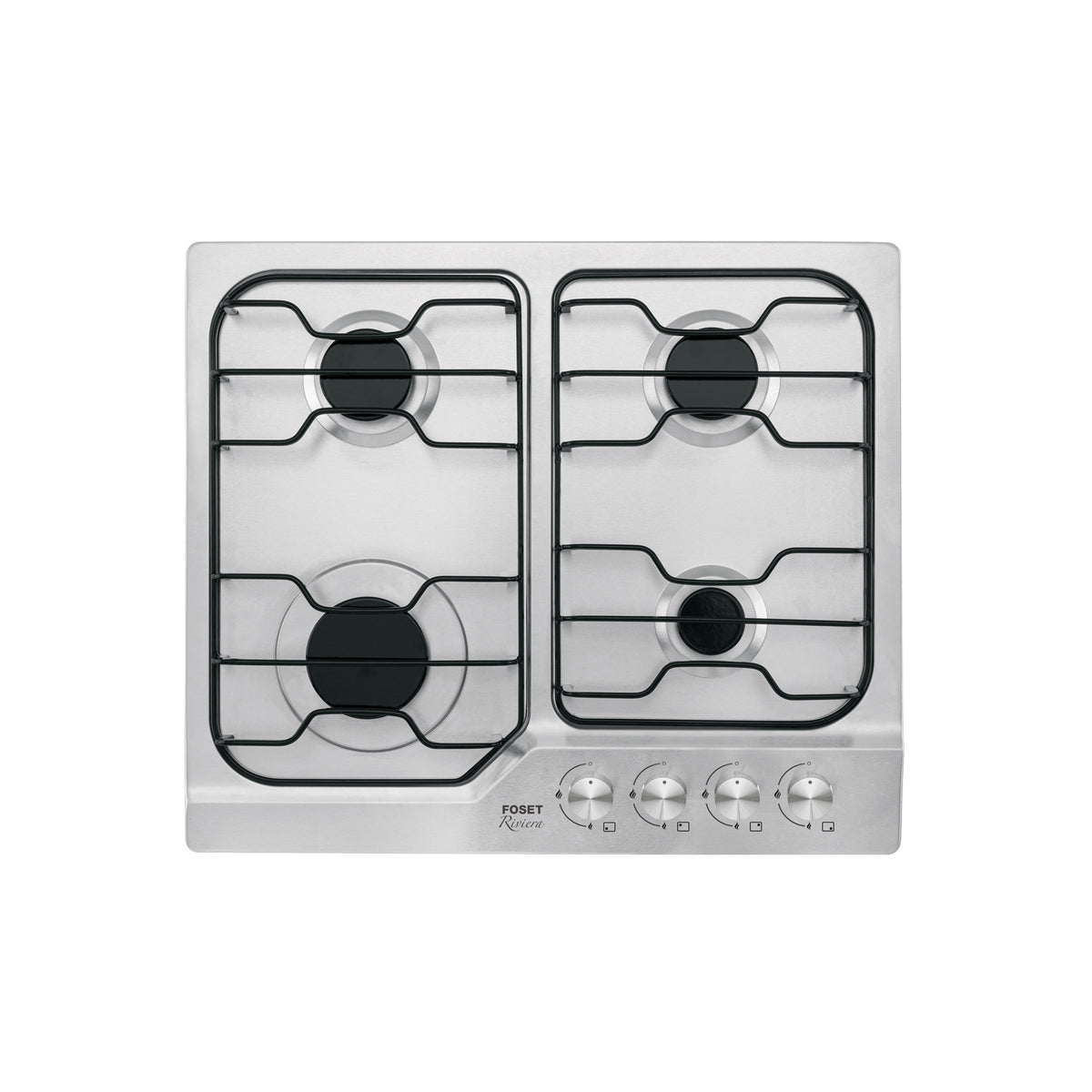 Parrilla gas empotrable 60cm, 4 quem, inox, esmalte, Foset