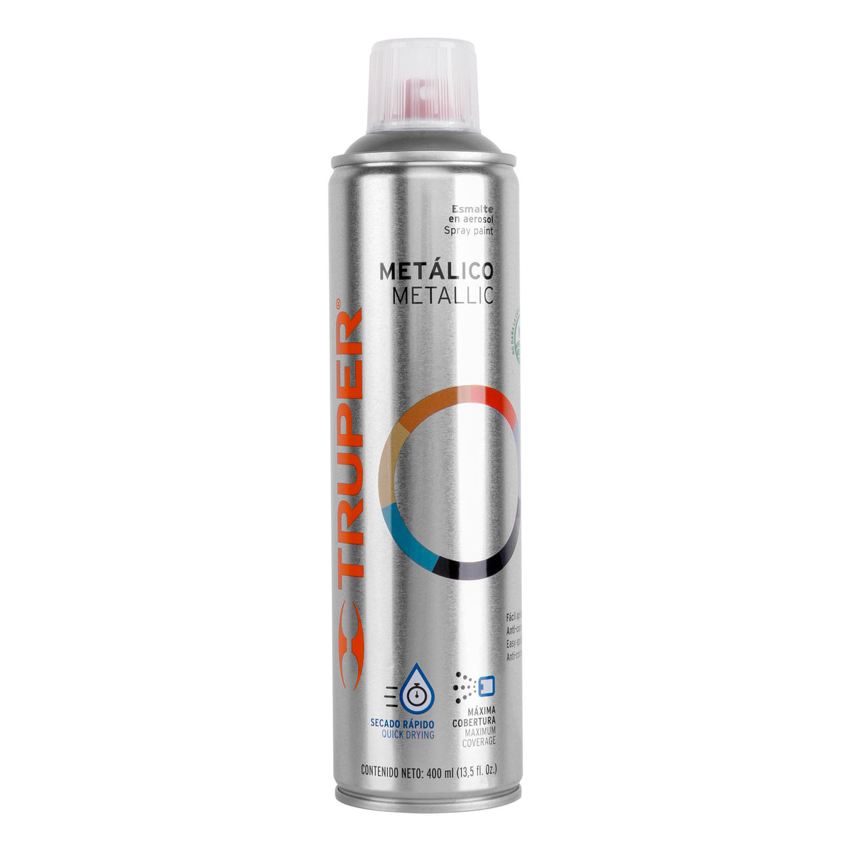 Pintura en aerosol, plata metálico, bote esbelto, 400 ml