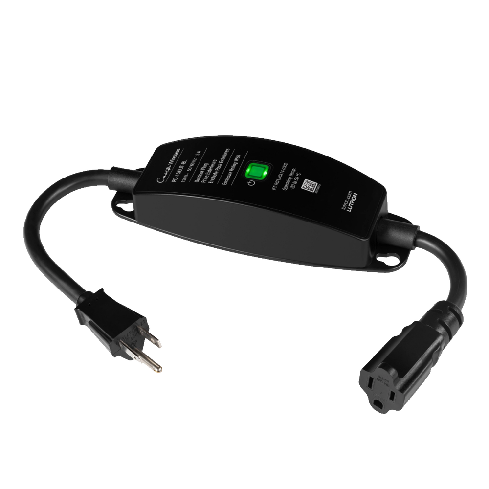 Enchufe inteligente para exteriores de 120 V y 15 A para iluminación y motores de 1/2 HP, con control Pico directo o app y geovallado mediante Smart Bridge, Caseta Wireless