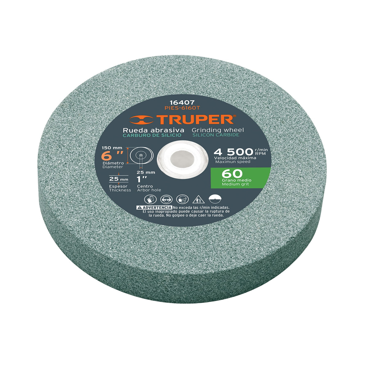 Rueda abrasiva p/esmeril 6'x25mm, carburo silicio, grano 60
