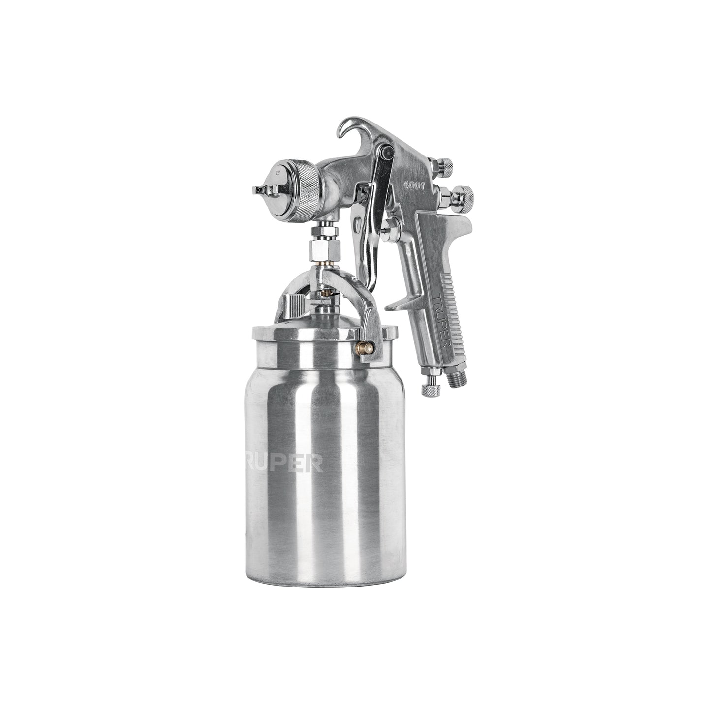 Pistola p/pintar succión HVHP vaso alum, 1.8mm, 3 vál Truper