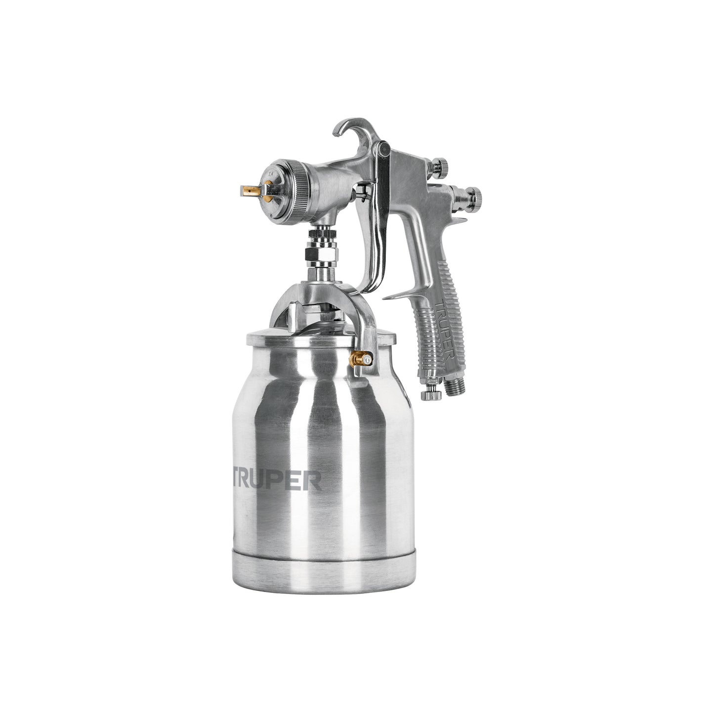 Pistola p/pintar succión HVLP vaso aluminio, 1.4 mm, Truper