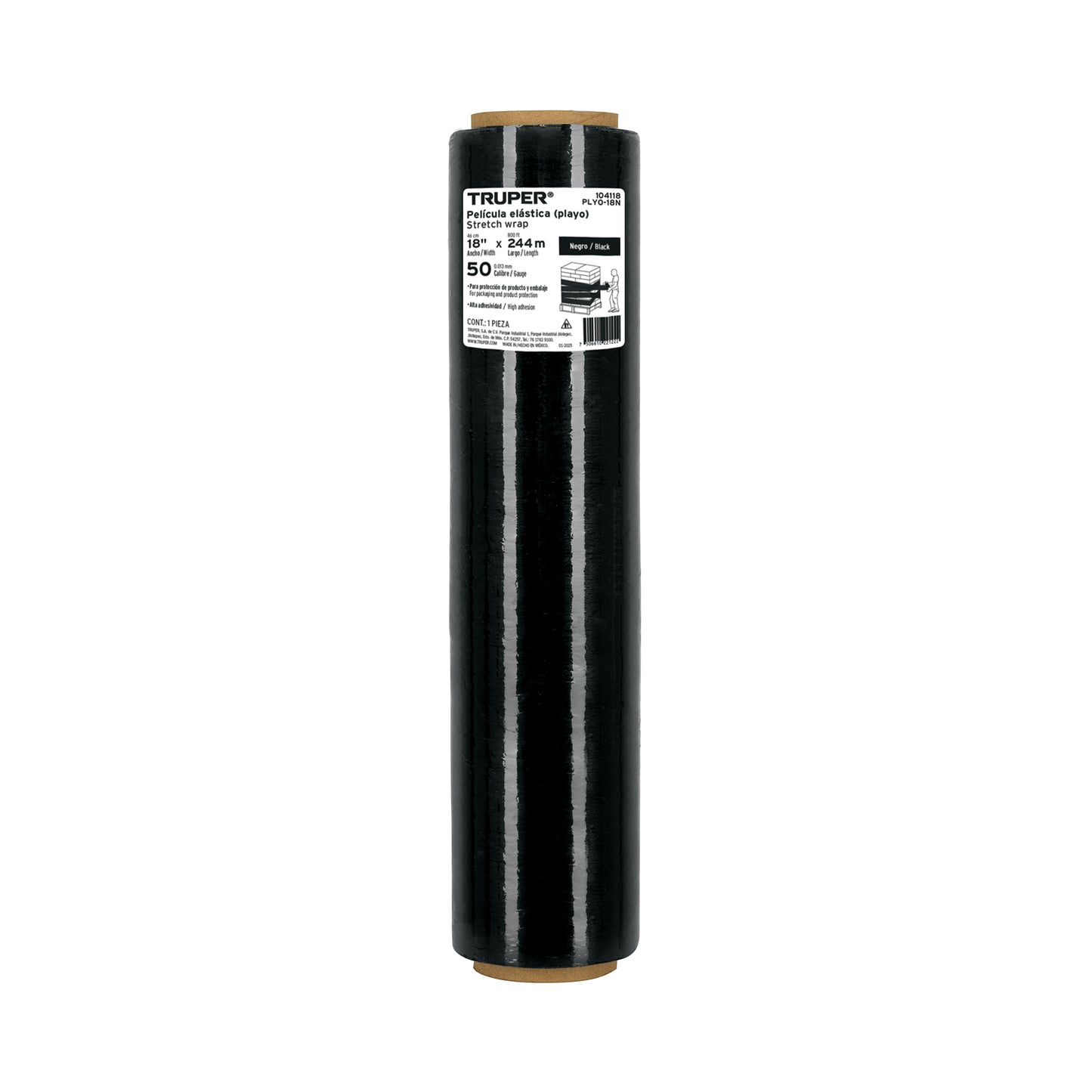 Rollo de 244 m película plástica negra ancho 18' cal 50