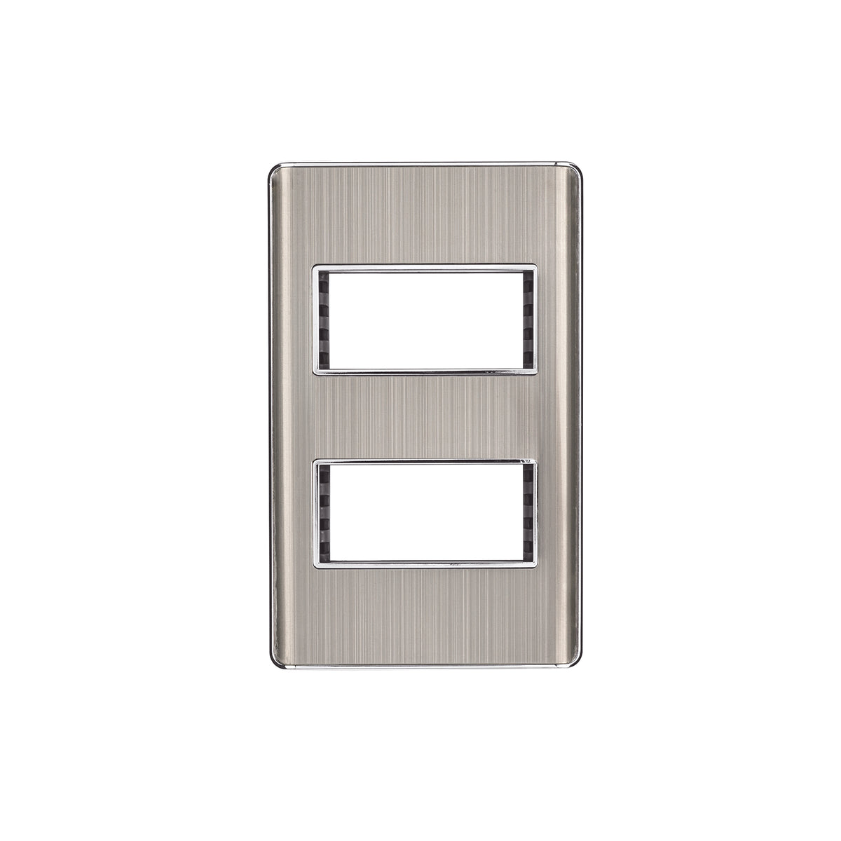 Placa de acero inox con 2 ventanas 1 módulo, línea Lisboa
