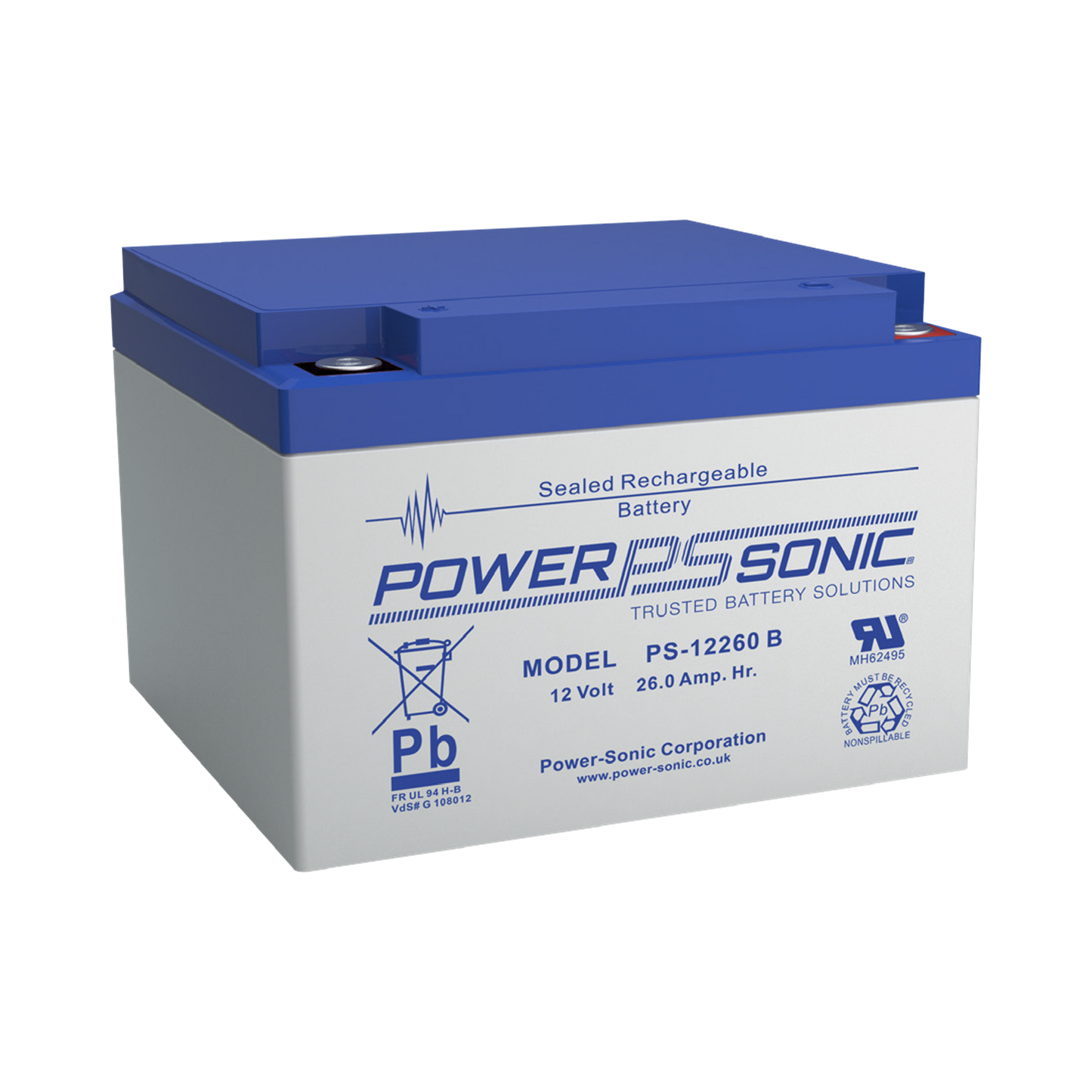 Batería 12V, 26AH, Para Respaldo, Tecnologías AGM/VRLA, 5 Años Vida Útil, Terminales M5, Reconocida UL