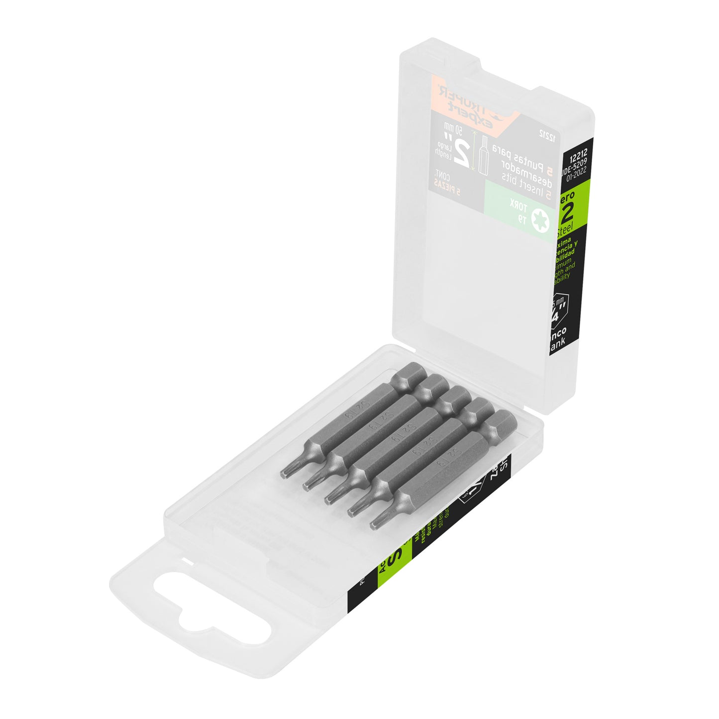 Estuche con 5 puntas torx T9 largo 2', Truper Expert