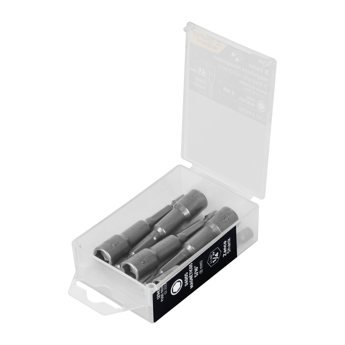 Estuche con 5 dados magnéticos de 6 mm largo 2-1/2', Expert