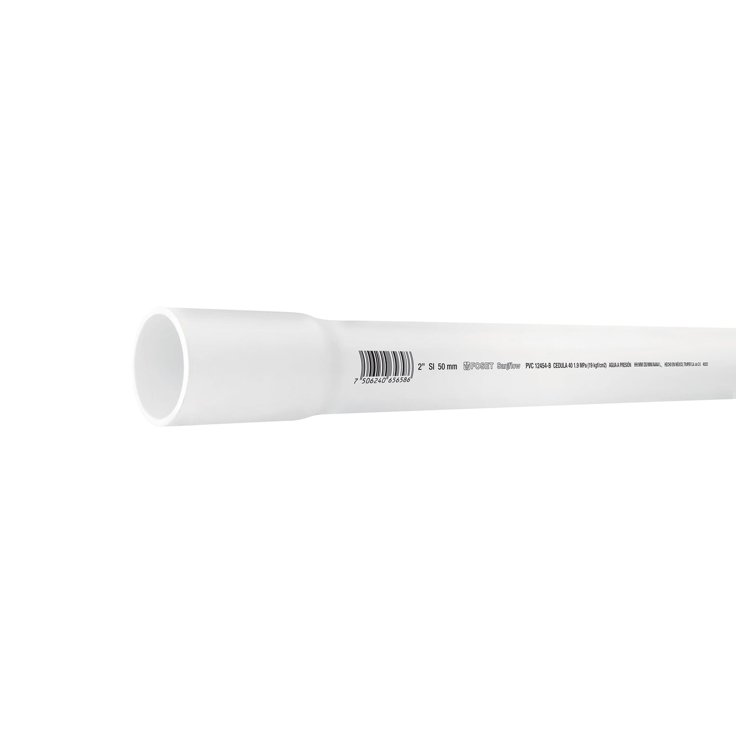 Tubo de 2' PVC hidráulico cédula 40, 3m, 3.1kg, FOSET