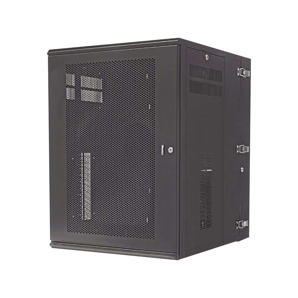 Gabinete PanZone de Montaje en Pared, de 19in, Puerta Ventilada, 18 UR, 762mm de Profundidad, Color Negro
