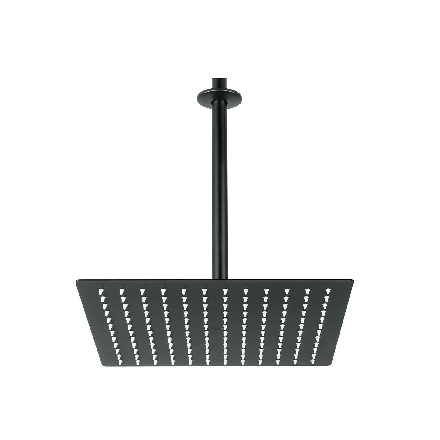 Regadera plato cuadrado 12' con brazo, negro, FOSET RIVIERA