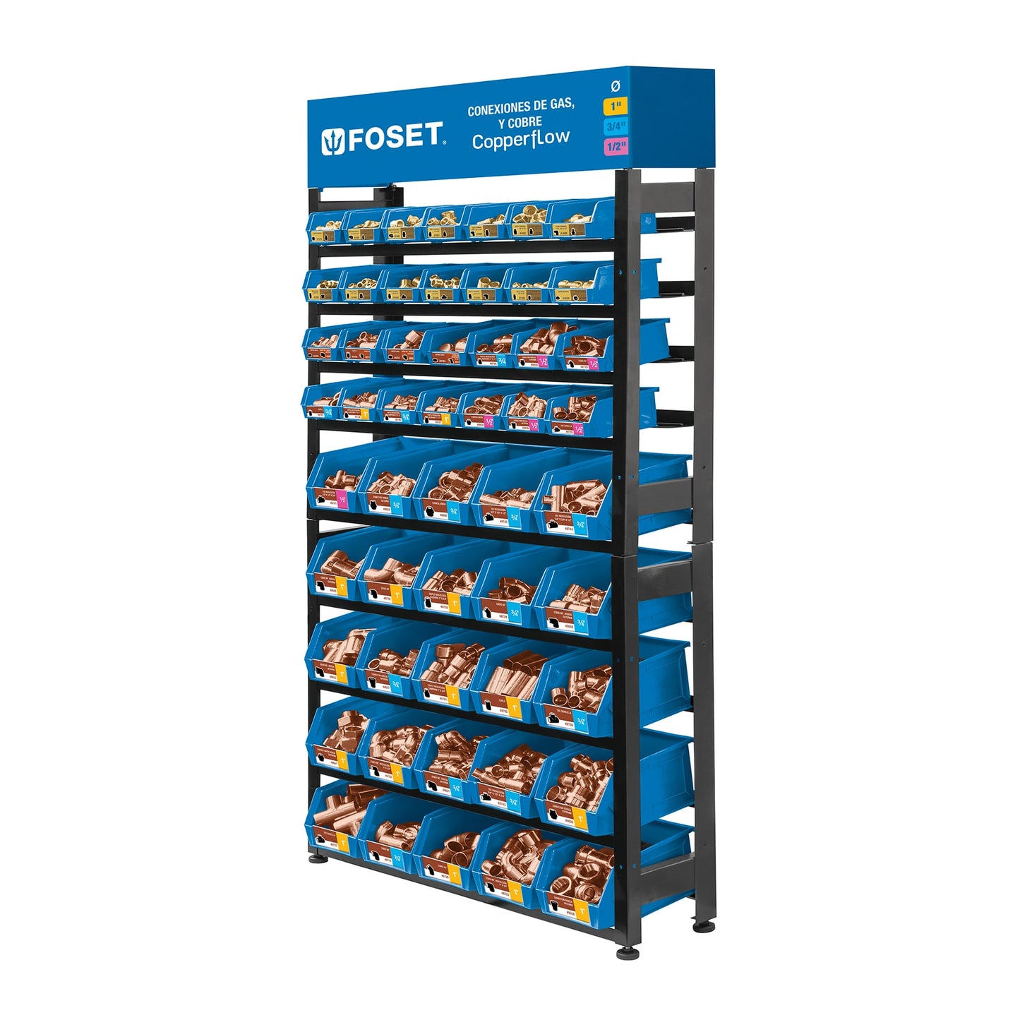 Rack con conexiones de cobre y gas, Foset