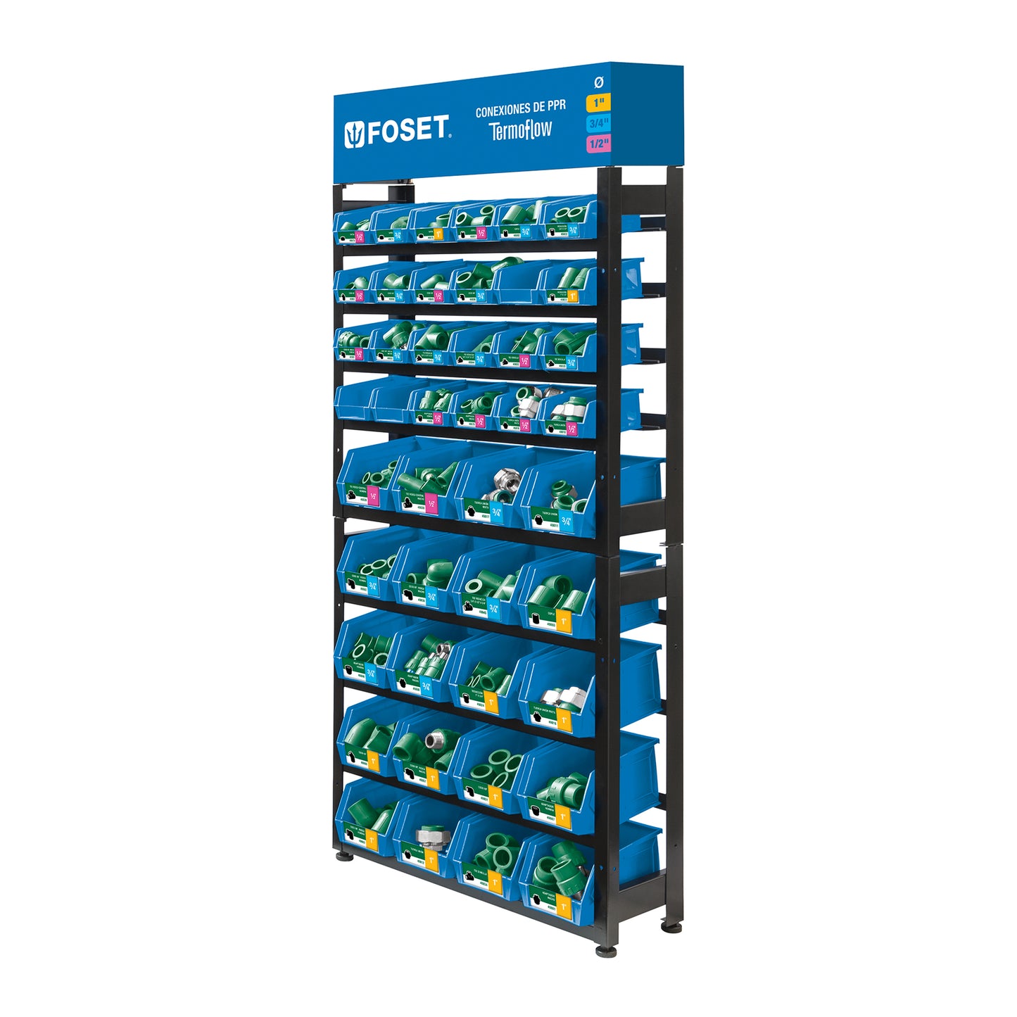 Rack con conexiones de PPR, Foset