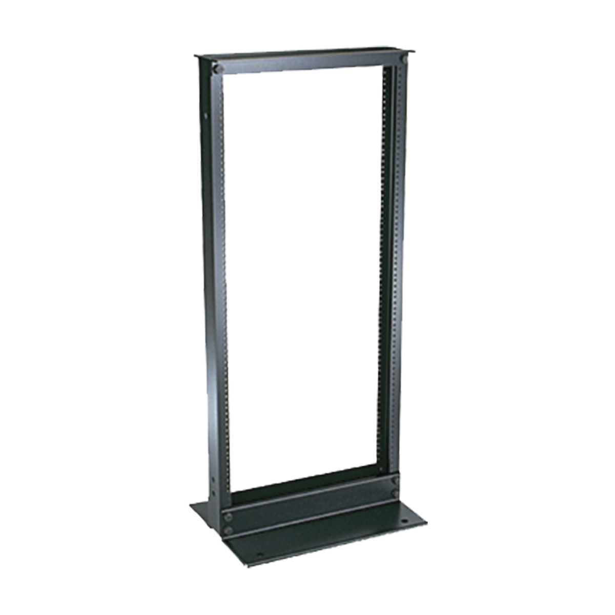 Rack de Dos Postes Estándar de 19 in, Rieles Numerados y Roscados #12-24, Fabricado en Aluminio, 24 Unidades de Rack, Color Negro