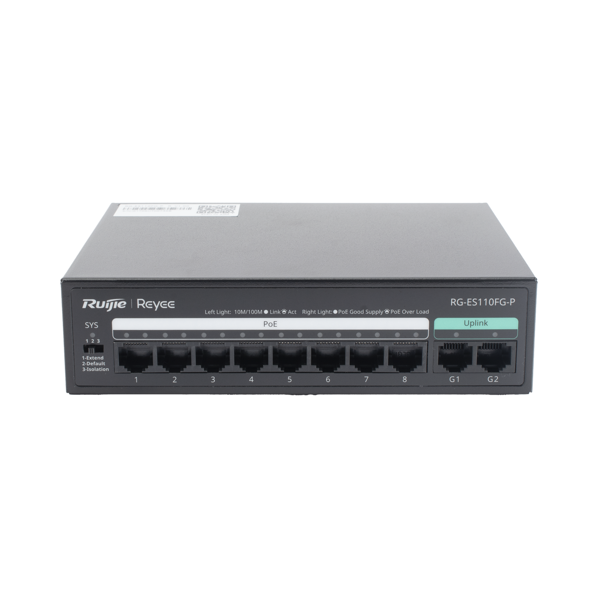 Switch PoE+ no Administrable, hasta 110 Watts, 8 puertos PoE+ 10/100 y 2 Uplinks Gigabit 1G