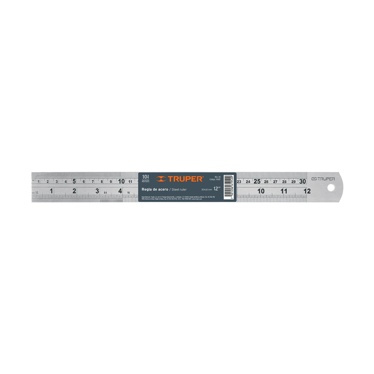 Regla 30 cm de acero inoxidable, Truper