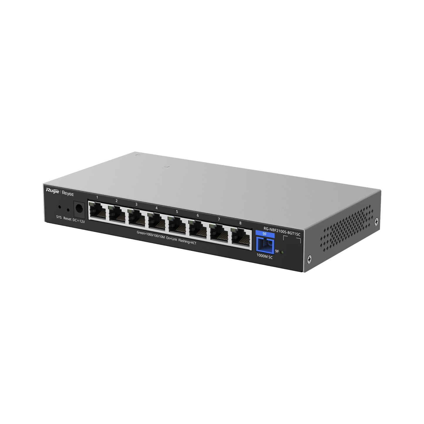 e-Lighten ONU / Switch Hibrido, Capa 2 con un Puerto PON 1G SC/UPC y 8 Puertos Ethernet 1G hasta 100 Clientes