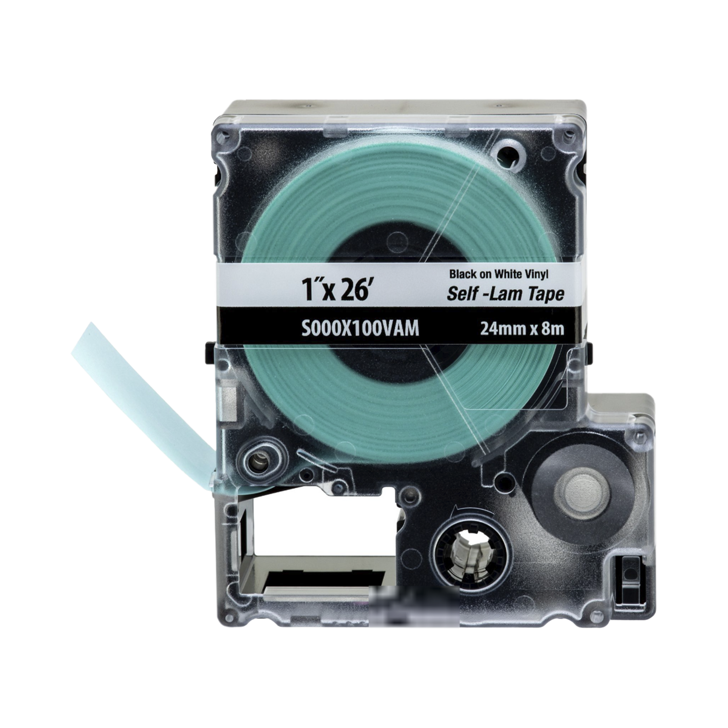 Casete de Etiquetas Autolaminadas de Cinta Continua, de 24 (1 Pulgada) mm de Ancho, 8 Metros (26.25 Pies) de Largo, Para Cables de 2.5 a 5.1 mm (0.1 a 0.2 Pulgadas) de Di�metro, Color Blanco