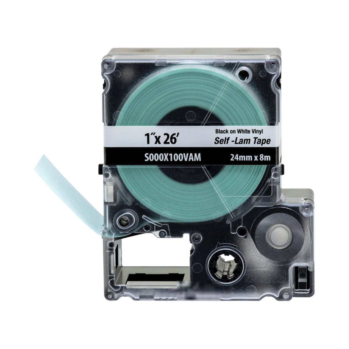 Casete de Etiquetas Autolaminadas de Cinta Continua, de 24 (1 Pulgada) mm de Ancho, 8 Metros (26.25 Pies) de Largo, Para Cables de 2.5 a 5.1 mm (0.1 a 0.2 Pulgadas) de Di�metro, Color Blanco