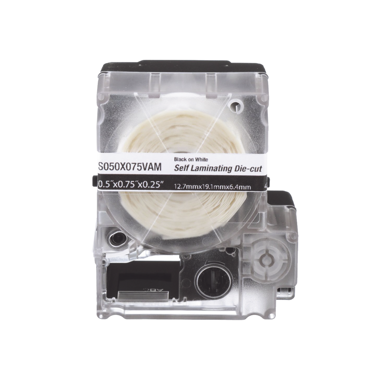 Casete de 200 Etiquetas Autolaminadas de 12.7 x 31.8 mm (0.5 x 1.25 pulgadas), para Cables de 3.1 a 7 mm (0.12 a 0.28 pulgadas) de Di�metro, �rea de Impresi�n Color Blanco