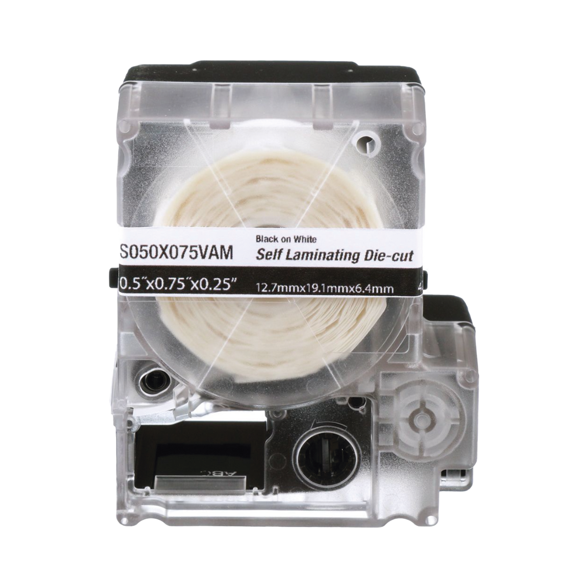 Casete de 300 Etiquetas Autolaminadas de 19.1 x 25.4 mm (0.75 x 1 Pulgadas), para Cables de 2 a 4 mm (0.08 a 0.16 Pulgadas) de Di�metro, �rea de Impresi�n Color Blanco