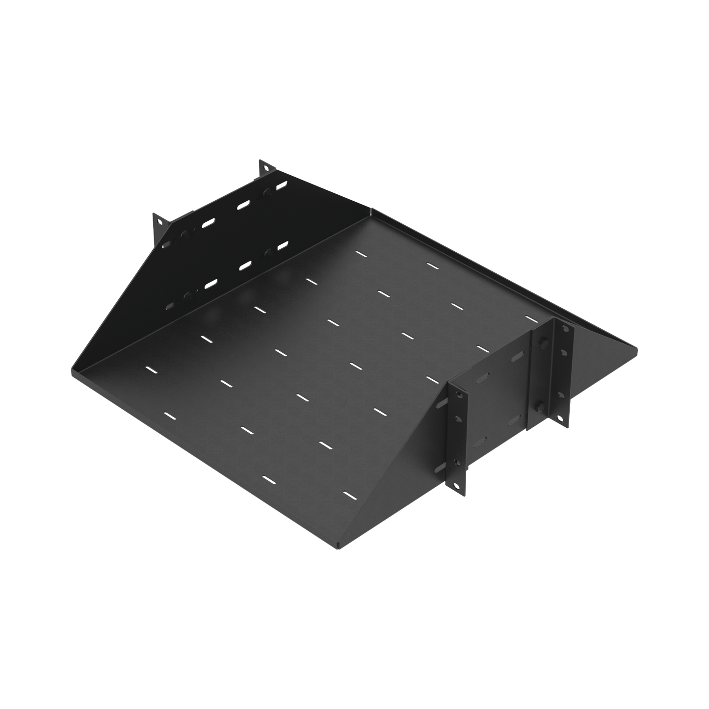 Charola para Soportar Equipos en Rack de 19", Profundidad Ajustable hasta 484 mm. 150 Kg de Carga, Compatible con Racks de Doble Perforación, 3U