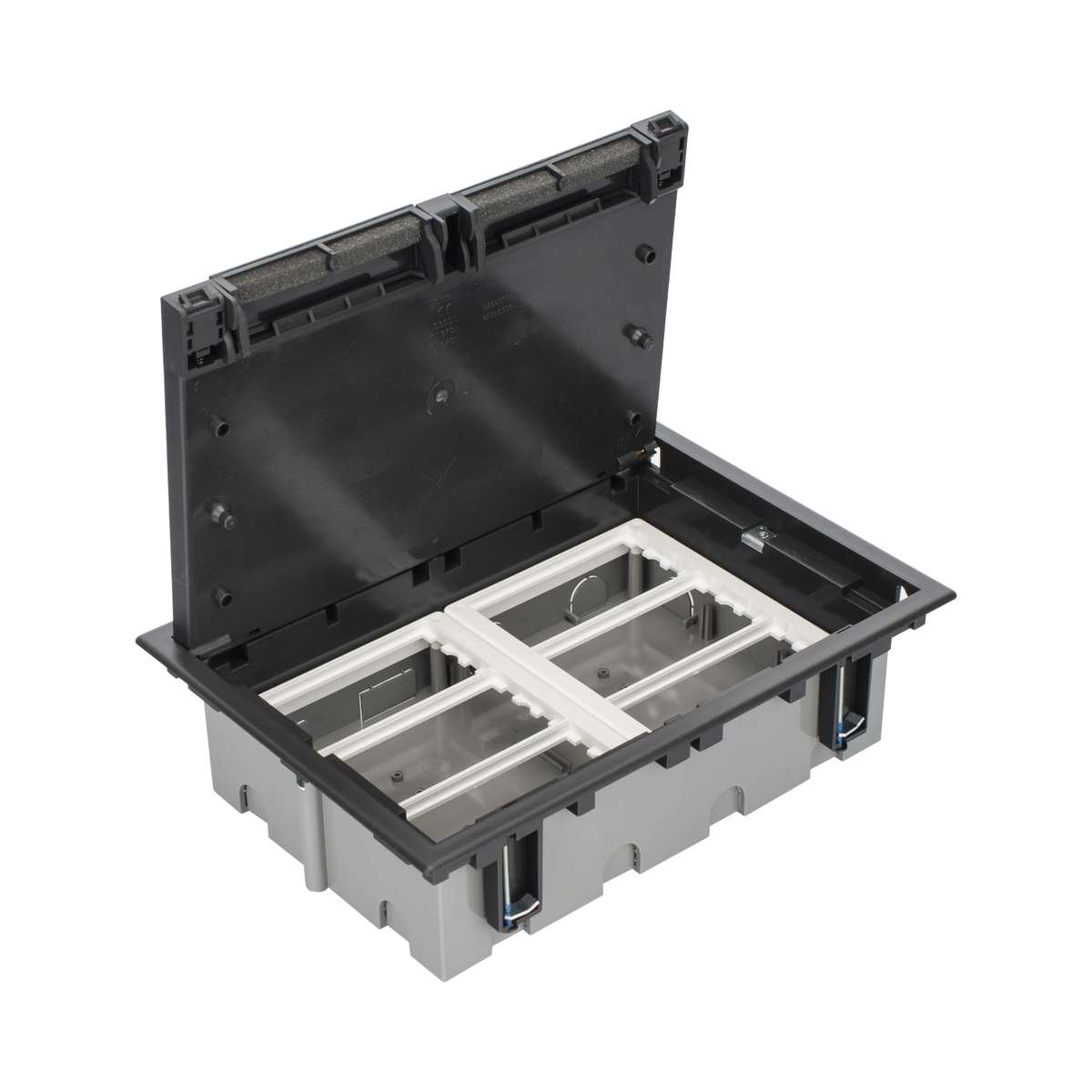 Caja Para Instalaci�n en Piso Falso para Voz, Datos o Contactos El�ctricos / Capacidad para 6 M�dulos / Espacio Embellecedor en la Tapa / Profundidad Ajustable de 90 a 120 mm (3.54 a 4.72 pulgadas) / Los M�dulos se Adquieren Aparte / (SF610/14CY)