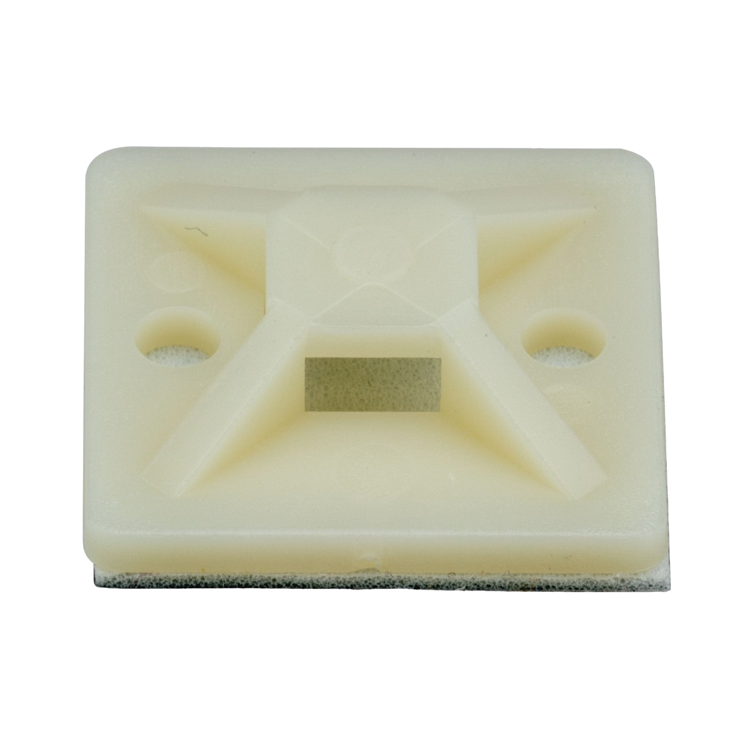 Montaje-Sujetador Adhesivo STRONGHOLD de 4 Vías de 3/4" x 3/4" x 1/4", Color Natural, Nylon 6.6 Retardante de Llamas V-2, Paquete de 100pz