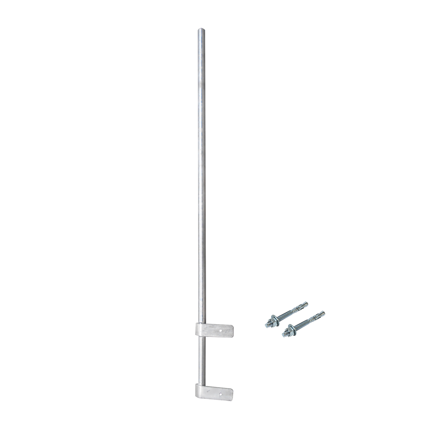 Mástil Liviano de Pared de 1.5 m (Diam. 1-1/4") con Cejas de Fijación Soldadas, ¡No se gira! Incluye Taquetes para instalación.
