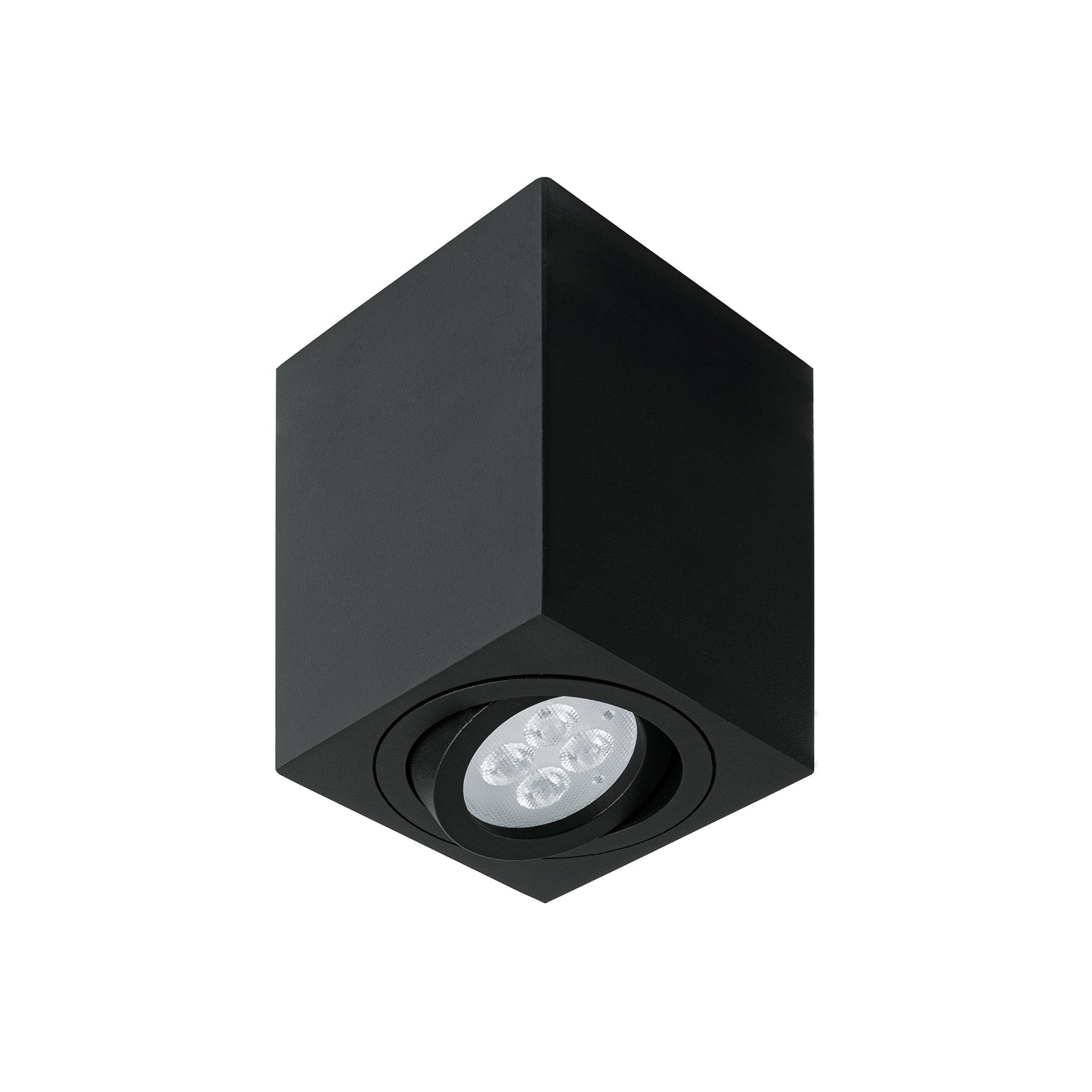 Luminario de sobreponer c/spot dirigible, cuadrado, negro