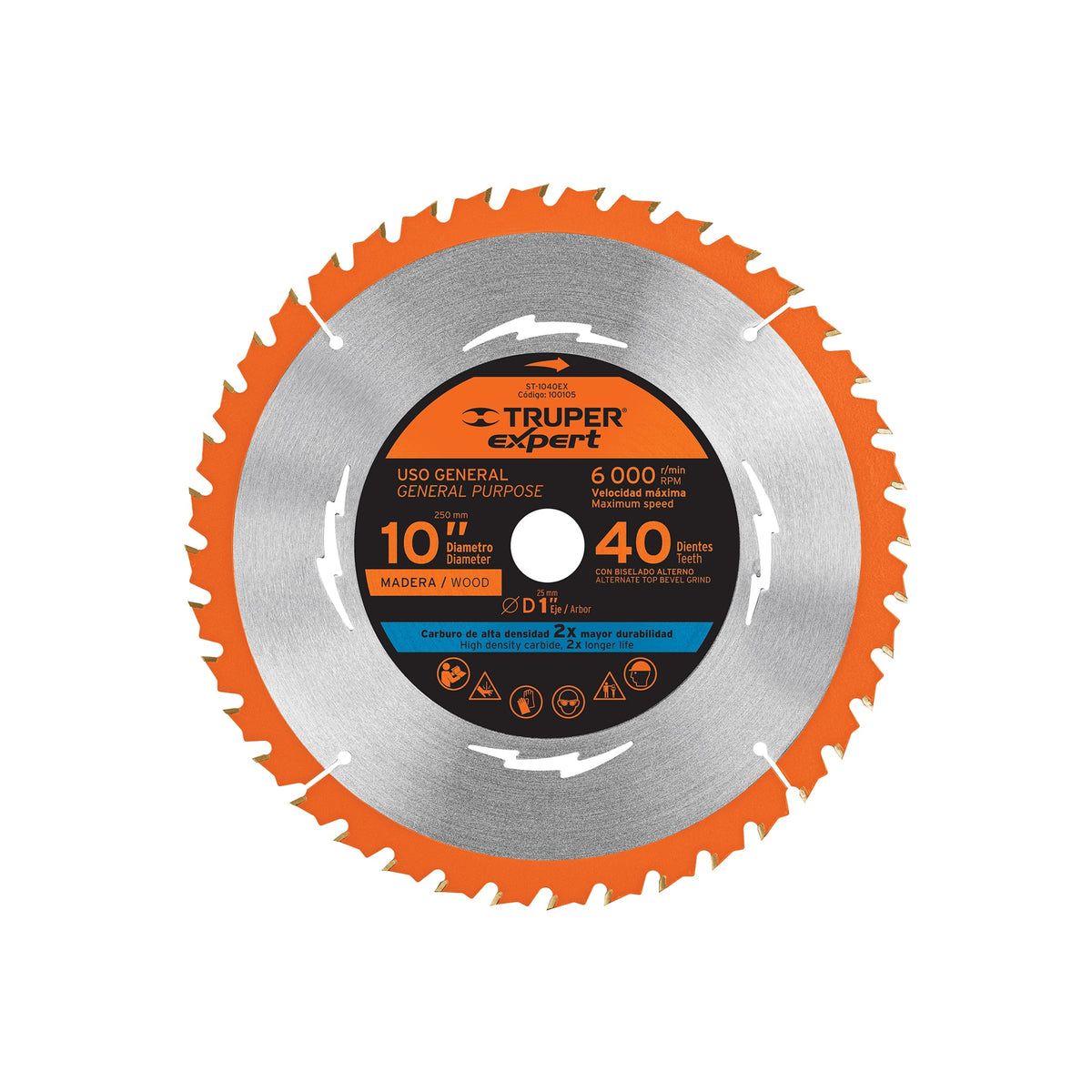 Disco sierra 10' para madera, 40 dientes centro 1', Expert