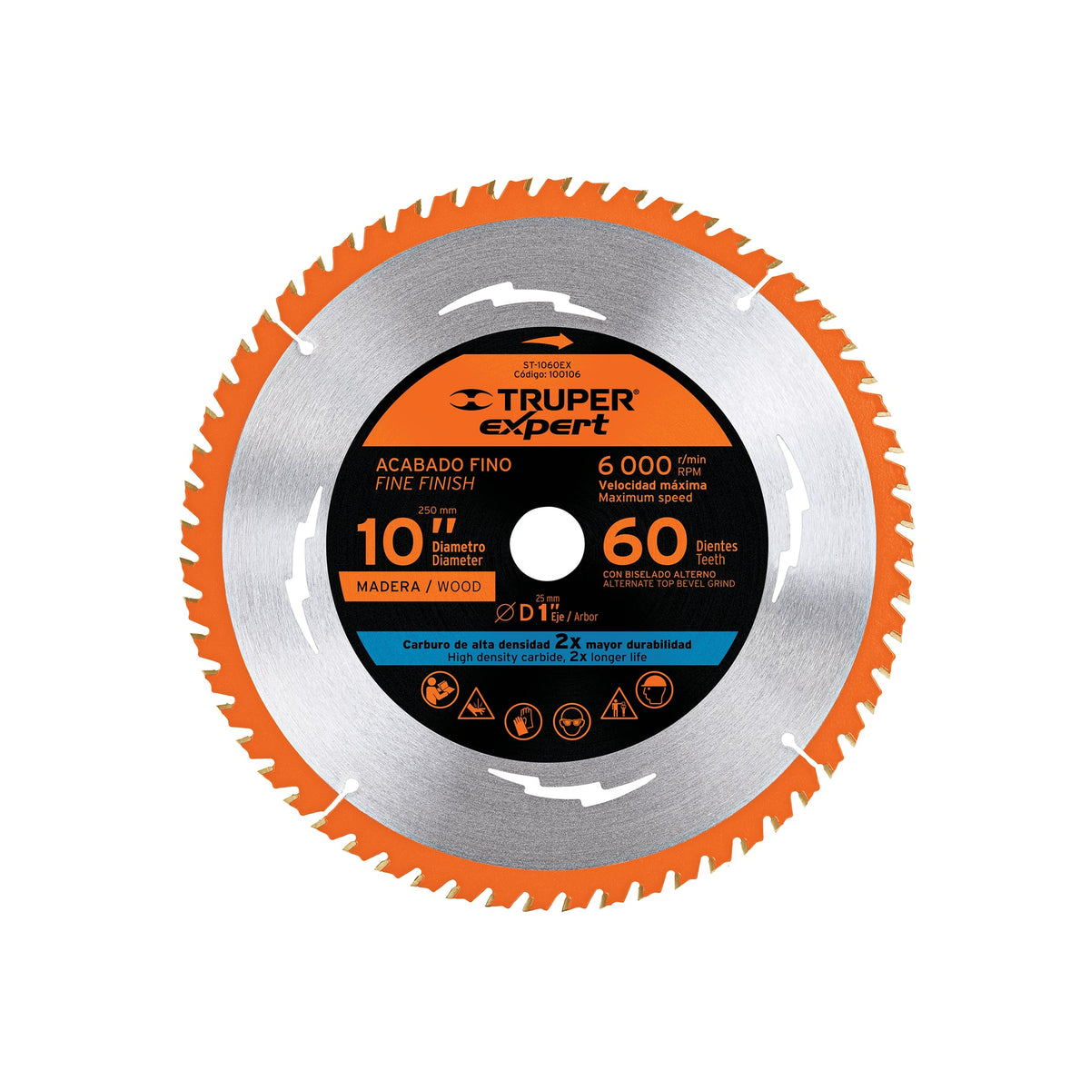 Disco sierra 10' para madera, 60 dientes centro 1', Expert