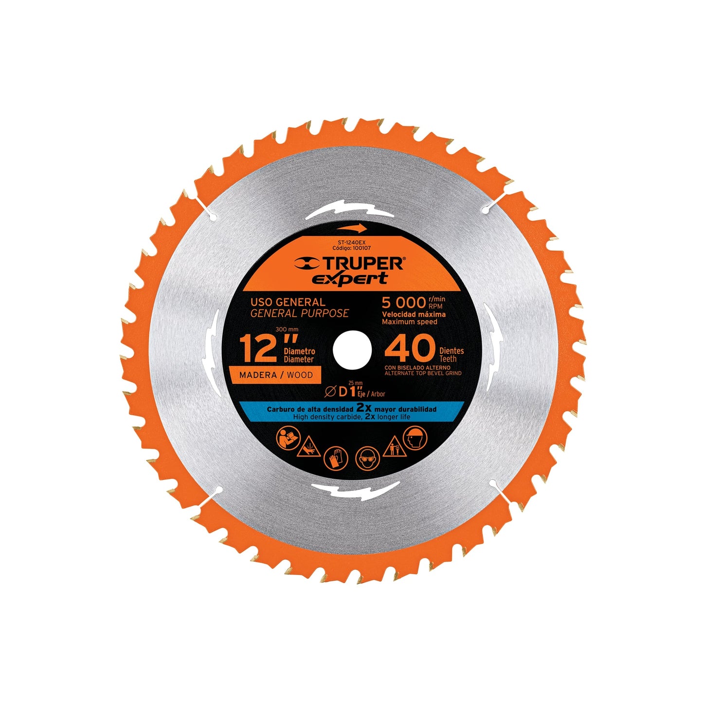 Disco sierra 12' para madera, 40 dientes centro 1', Expert