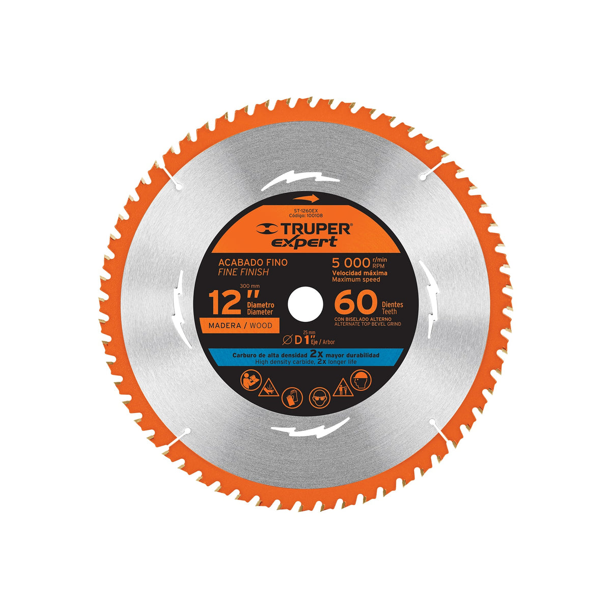 Disco sierra 12' para madera, 60 dientes centro 1', Expert