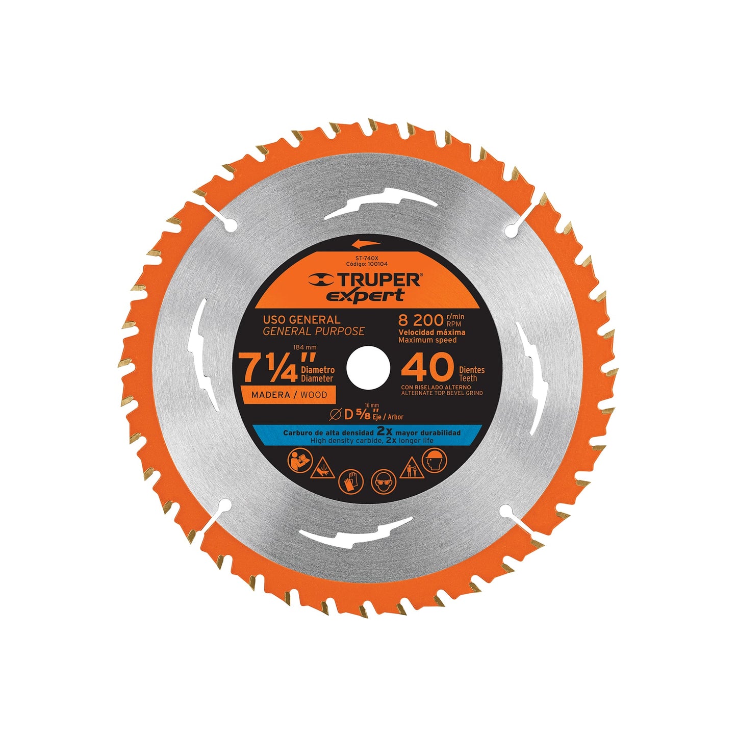 Disco sierra 7-1/4' p/madera, 40 dientes centro 5/8', Expert