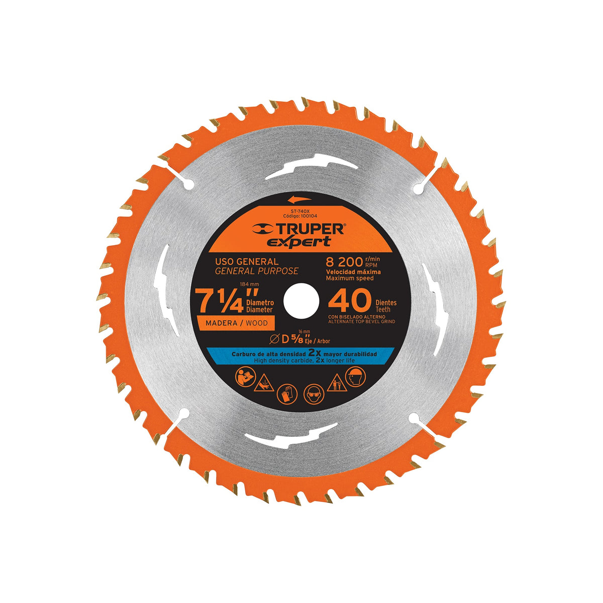 Disco sierra 7-1/4' p/madera, 40 dientes centro 5/8', Expert
