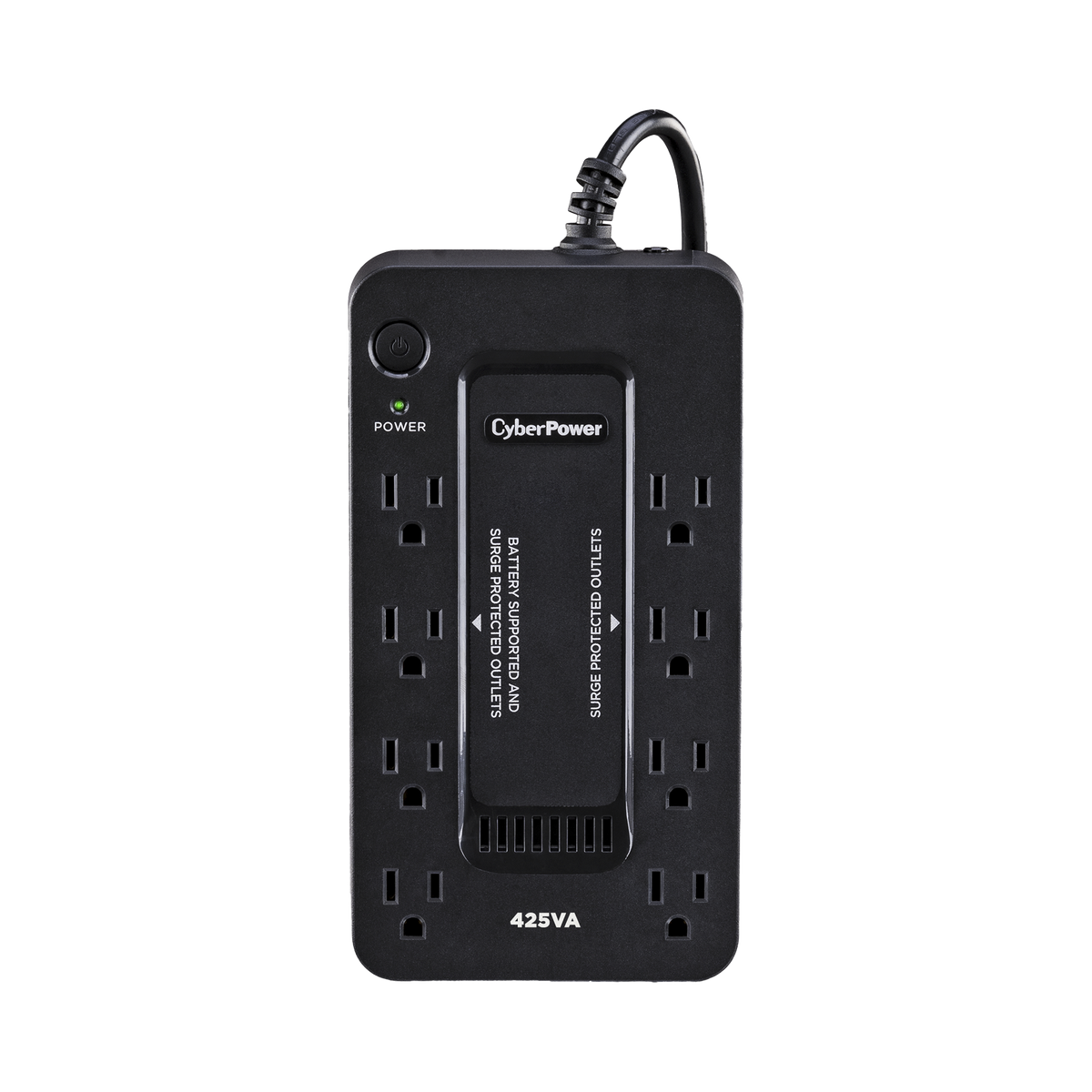 UPS de 425 VA/255 W, Topología Standby, Entrada 120 Vca NEMA 5-15P, Tipo Gabinete Compacto, Con 8 Tomas NEMA 5-15R