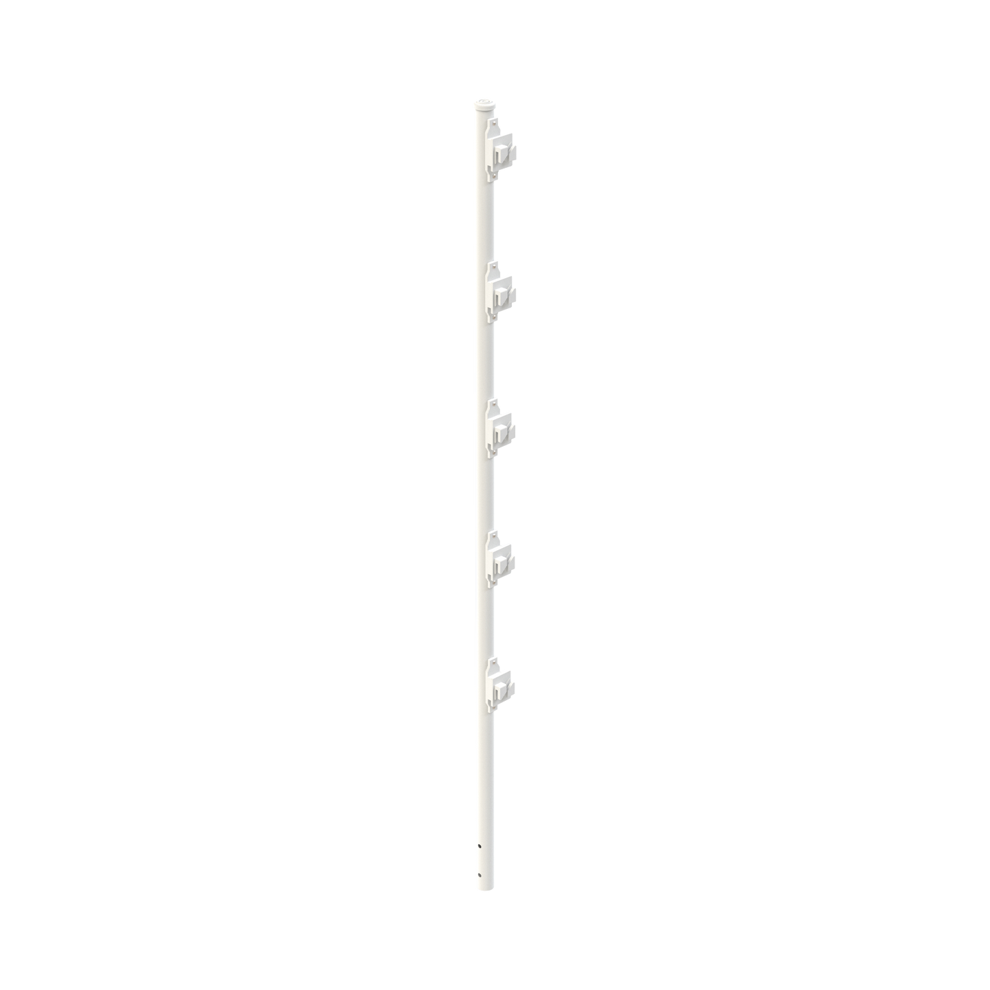 Poste con 5 Aisladores de PASO para Cerca Electrificada. Tubo Galvanizado de 1.2m, cal. 18 de 1" Diam. + Pintura Blanca Aplicación en Polvo.