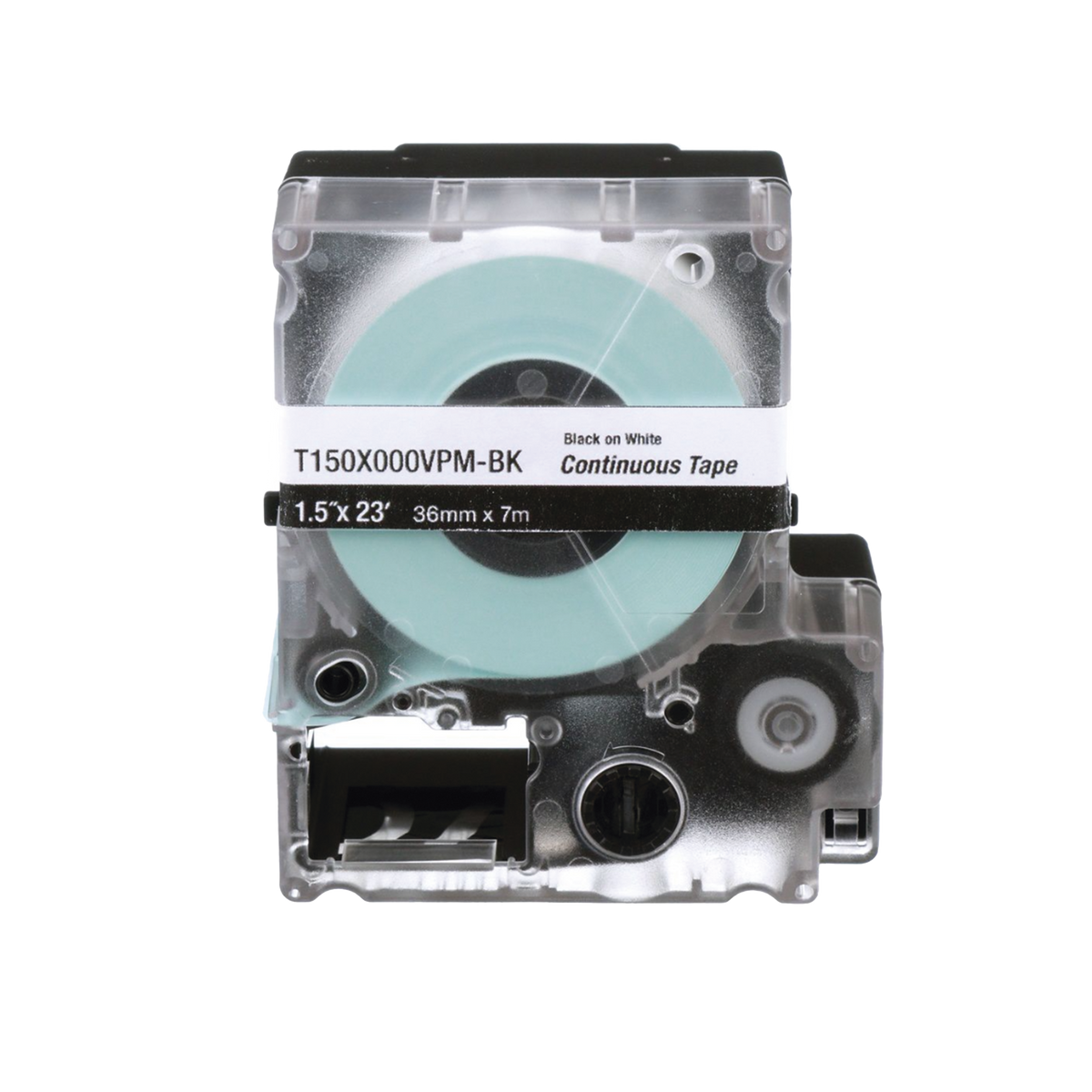 Casete de Etiquetas de Vinilo de Cinta Continua, Color Negro Sobre Blanco, Uso Interior/Exterior, 36 mm (1.42 Pulgadas) de Ancho x 7.6 Metros (24.93 Pies) de Largo