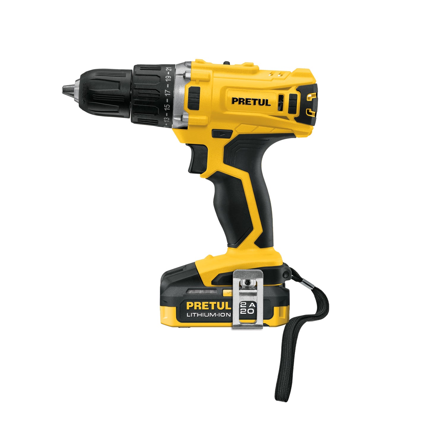 Taladro 1/2', 20V, 1 batería 2Ah, PRETUL