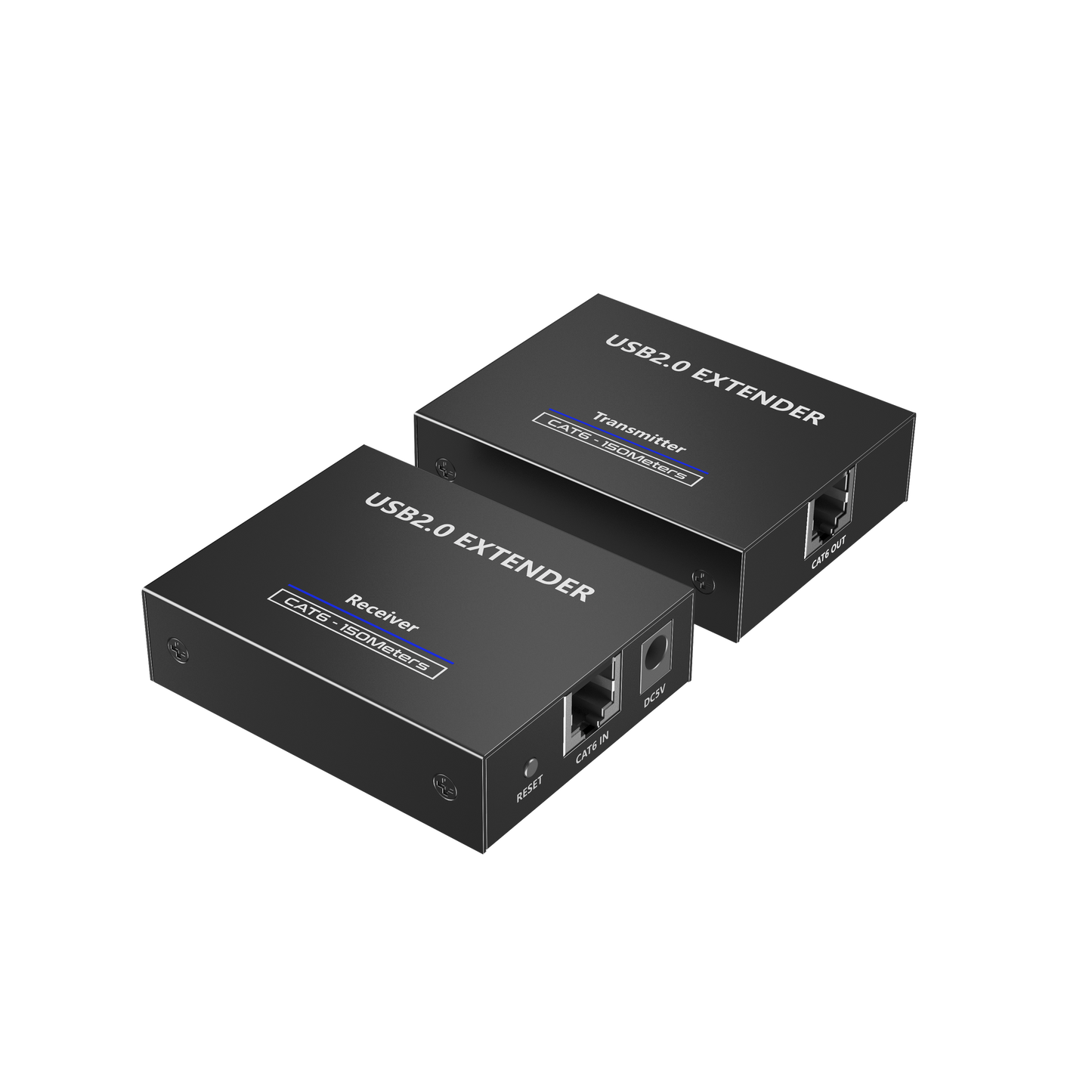 Kit EXTENSOR USB 2.0 de 4 Puertos para Distancias de Hasta 150 m | Soporta USB 2.0, USB 1.1 y USB 1.0 | UTP Cat 5e/6/6a/7 | Soporta Switch Gigabit | Ideal para Cámaras WEB, Impresoras, Escáner, Memorias, Mouse, etc.
