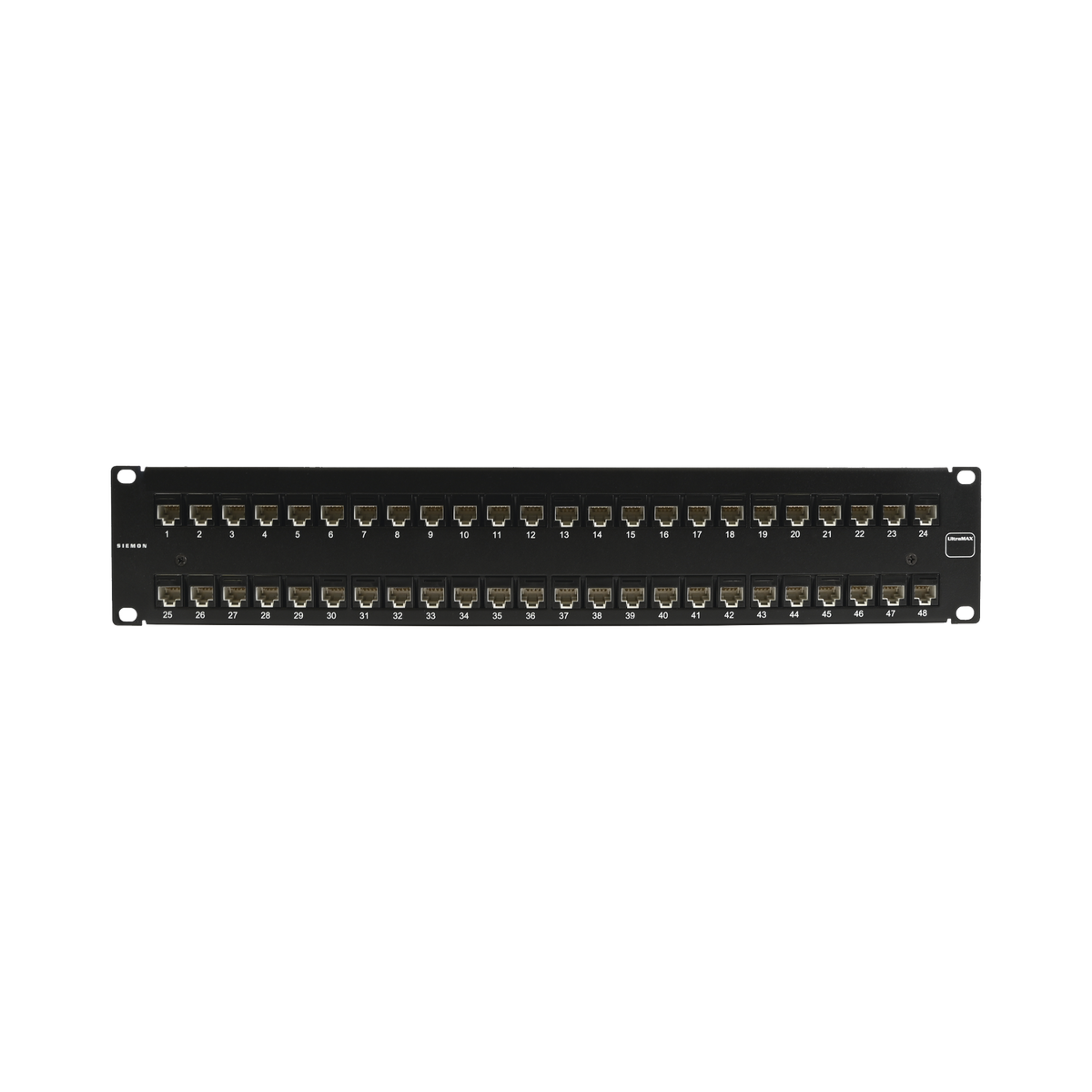 Patch Panel Ultramax. UTP, Precargado con Jacks Cat5e, 48 Puertos, Plano, 2U