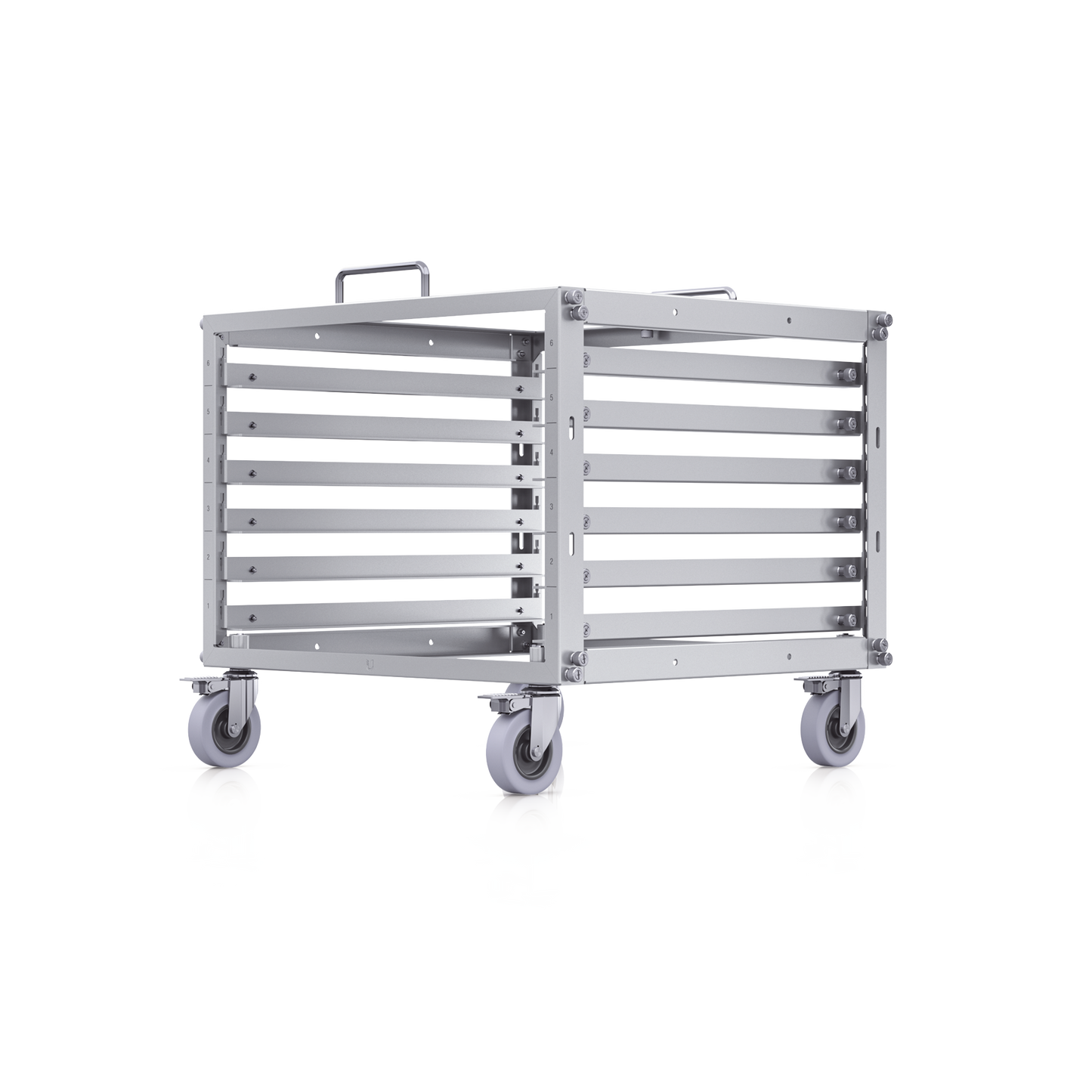 Rack Abierto 6U Compacto y Apilable sin Herramientas para Equipos UniFi, Ensamblaje Toolless, Ruedas con Seguro y Expansión a 12U con Kit de Apilado