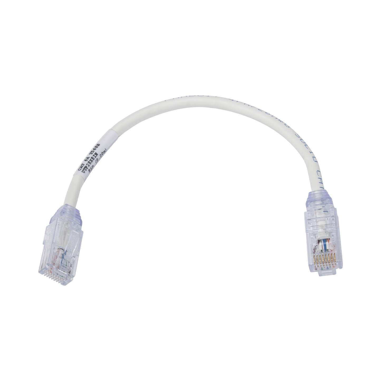 Cable de Parcheo UTP, Cat6A, Di�metro Reducido (28 AWG), CM/LSZH, Color Blanco Mate, 20.3 cm (8 Pulgadas)