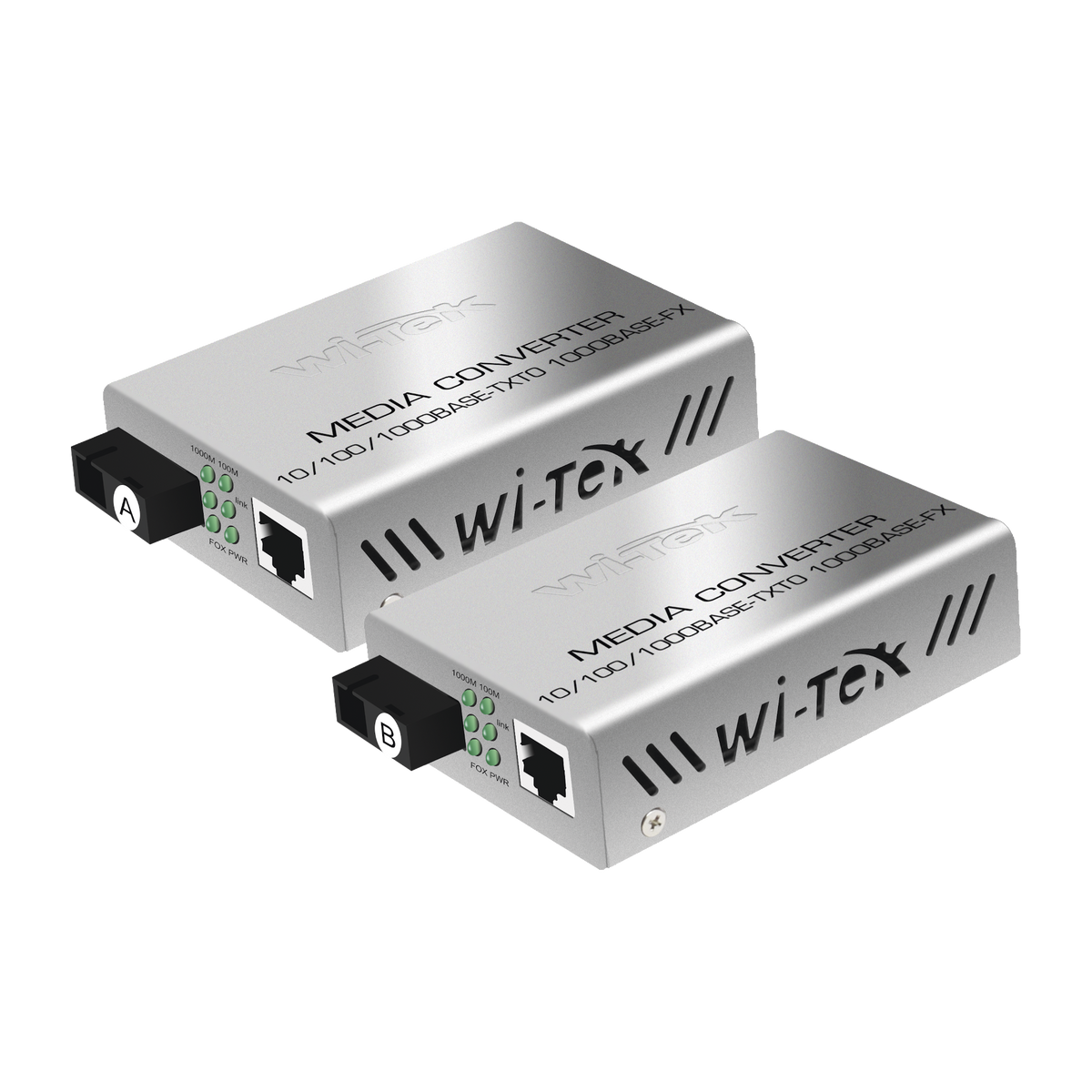 Convertidor de medios / Hasta 20 Km / 1 puerto SC/UPC 1000Mbps / 1 puerto RJ45 1000Mbps / WL: Tx 1310nm - Rx 1550nm / incluye 2 piezas A y B