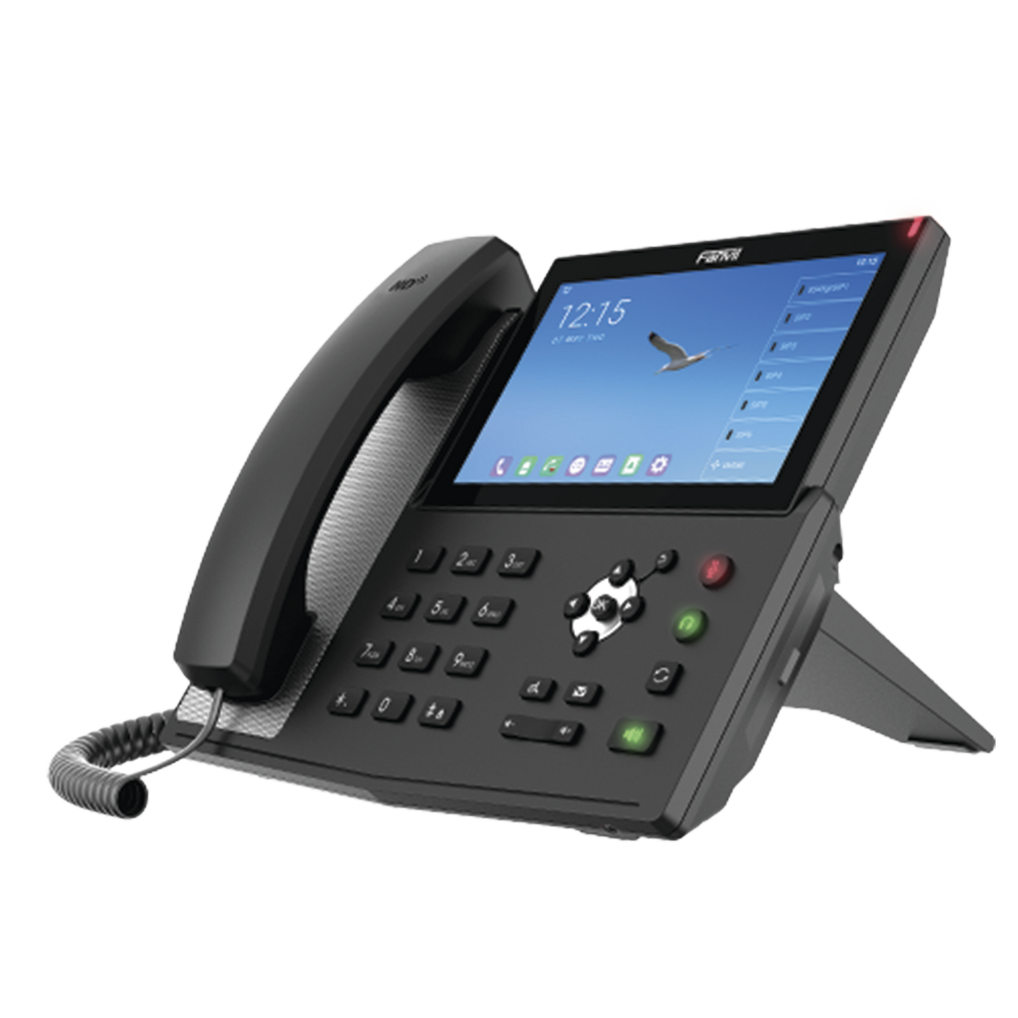 Teléfono IP Android Empresarial para 20 lineas SIP, pantalla táctil, Wi-Fi y Bluetooth, PoE, hasta 112 botones DSS, puertos Gigabit, soporta recepción de video.