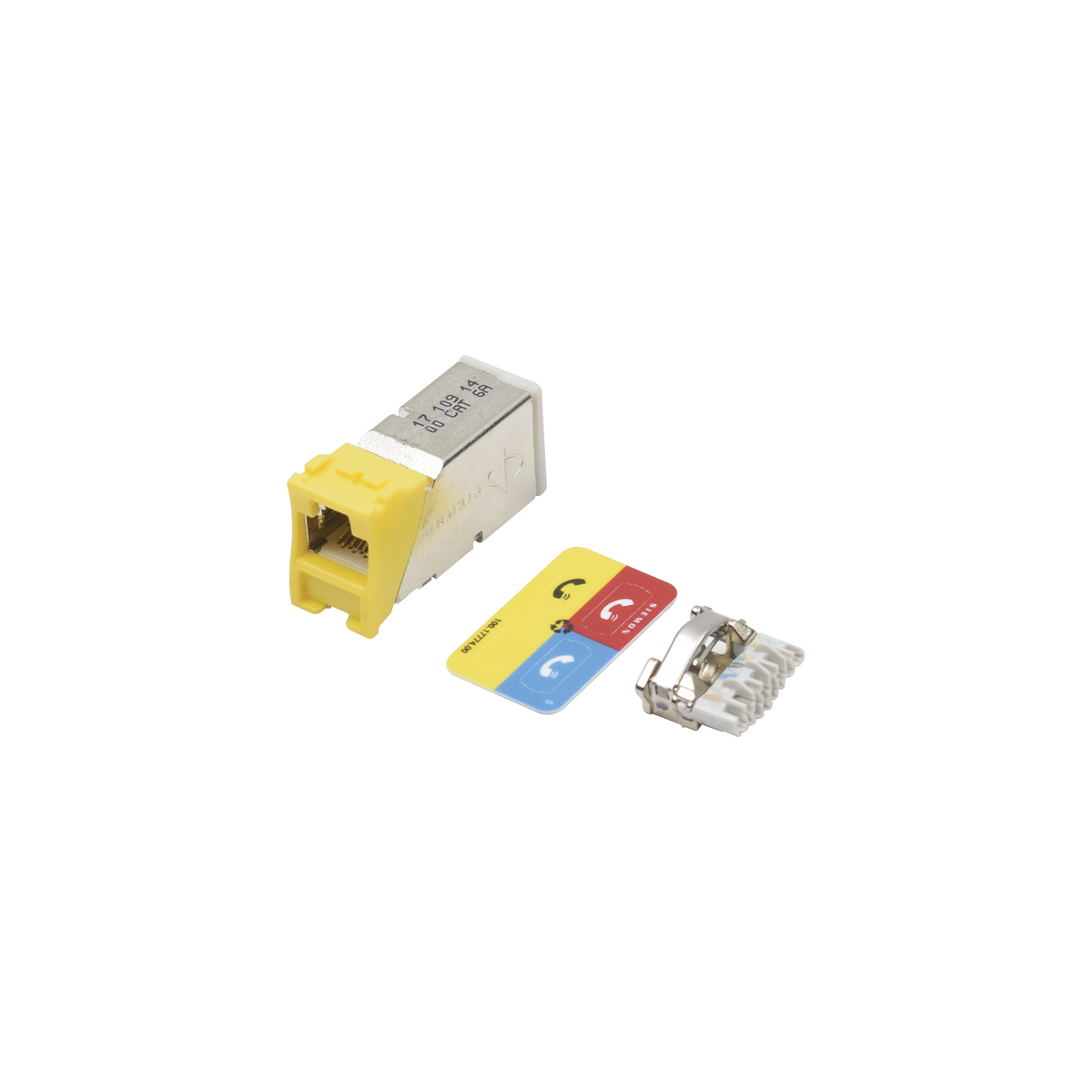 Jack Z-Max Cat6A, Blindado, Montaje H�brido en Placa de Pared (Plano y Angulado), Color Amarillo