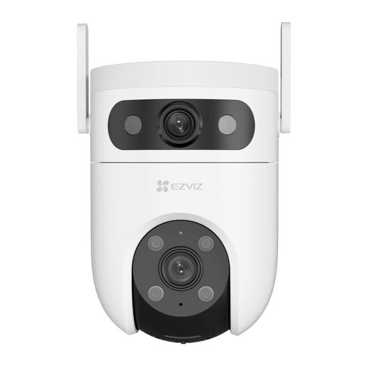 Cámara IP WiFi 6 (2.4 GHz y 5 GHz) PT Dual-Lente / 2K (3mp + 3mp) / Visión Nocturna Color Hasta 40m / Detección IA Humano-Vehículo / Seguimiento Automático / Defensa Activa con Sirena y Luz Estroboscópica