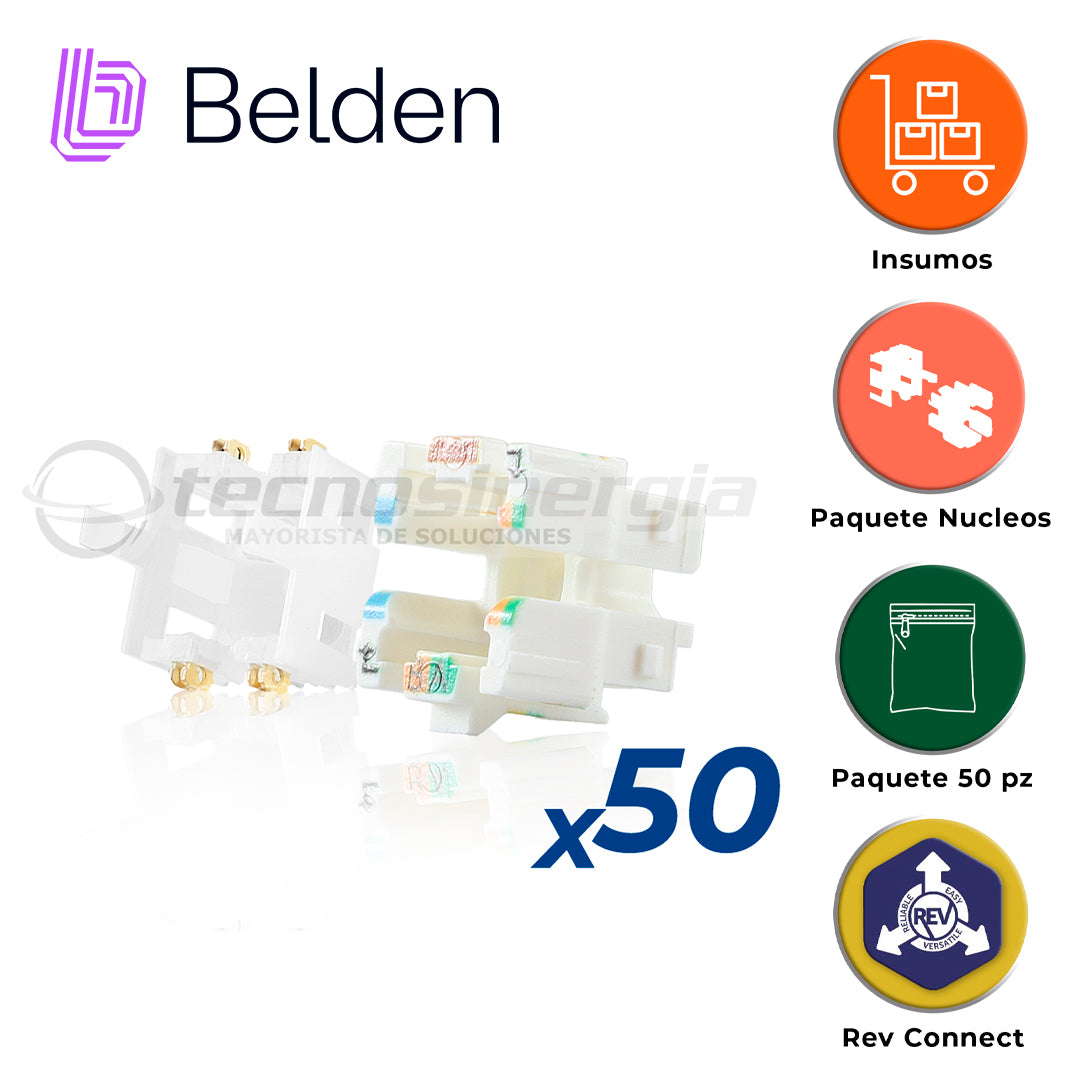 nucleos de repuesto belden rvucoew-b50 / revconnect / interior / blancos / paquete 50 piezas