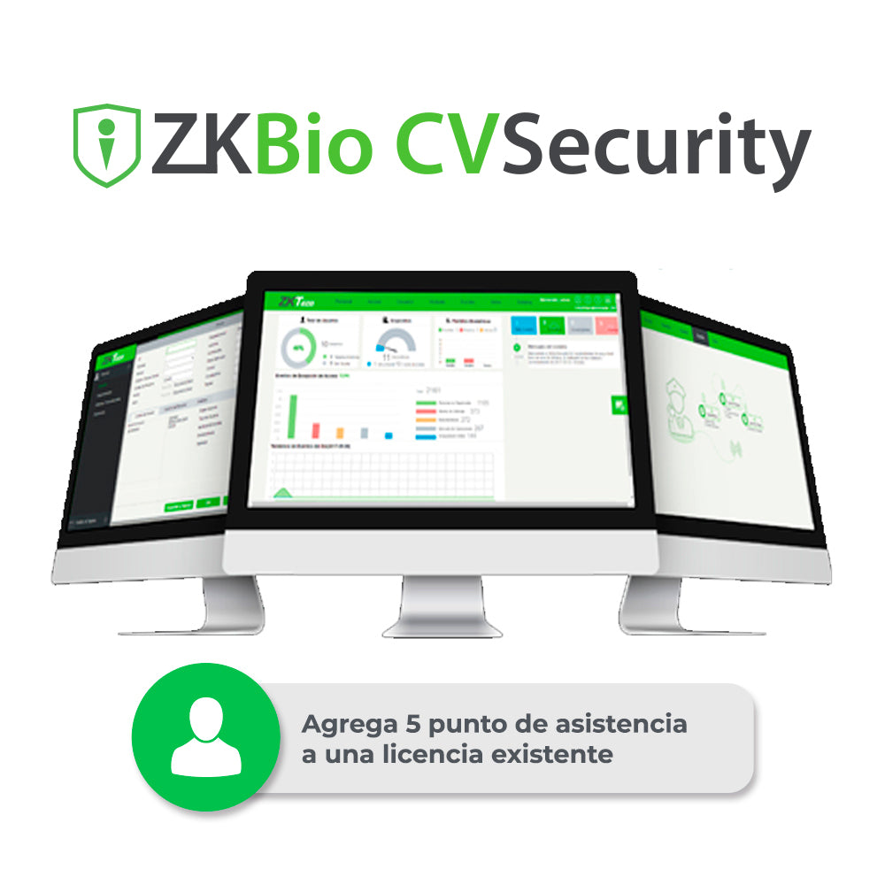 licencia bio cvsecurity modulo de asistencia zkteco zkcv-ta-addon-p5 para agregar 5 puntos de sistencia a licencia ya existente compatible con g1g3